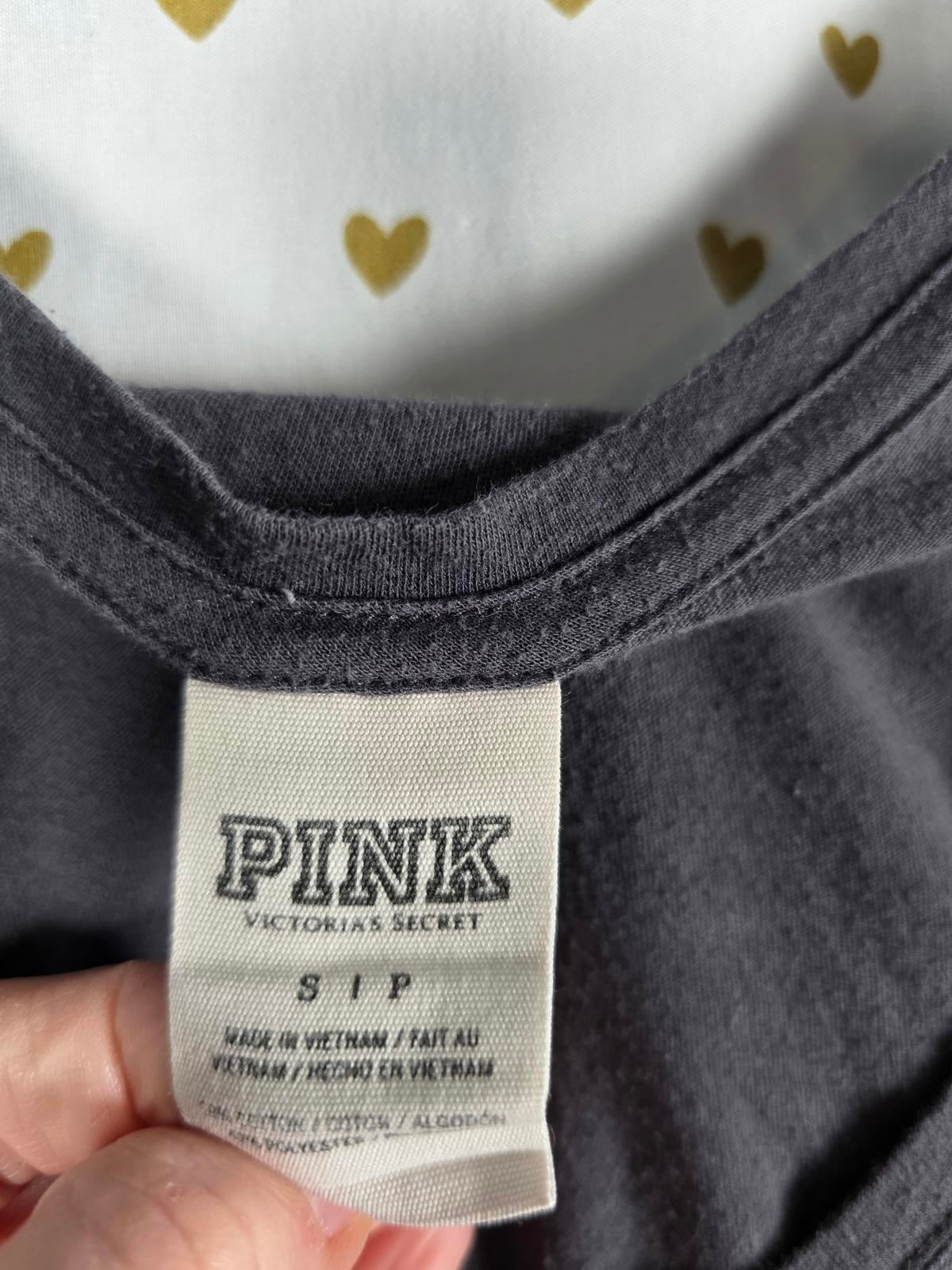 Victorias Secret PINK LOVE Logo Grey Soft Tee Shirt SMALL