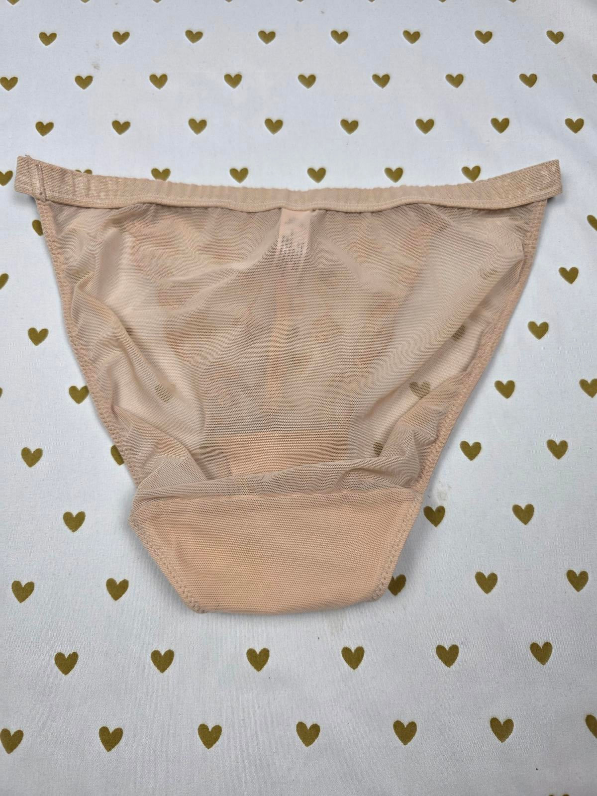 Victorias Secret VTG Beige Embroidered String Bikini Panties  Small Y2K '00