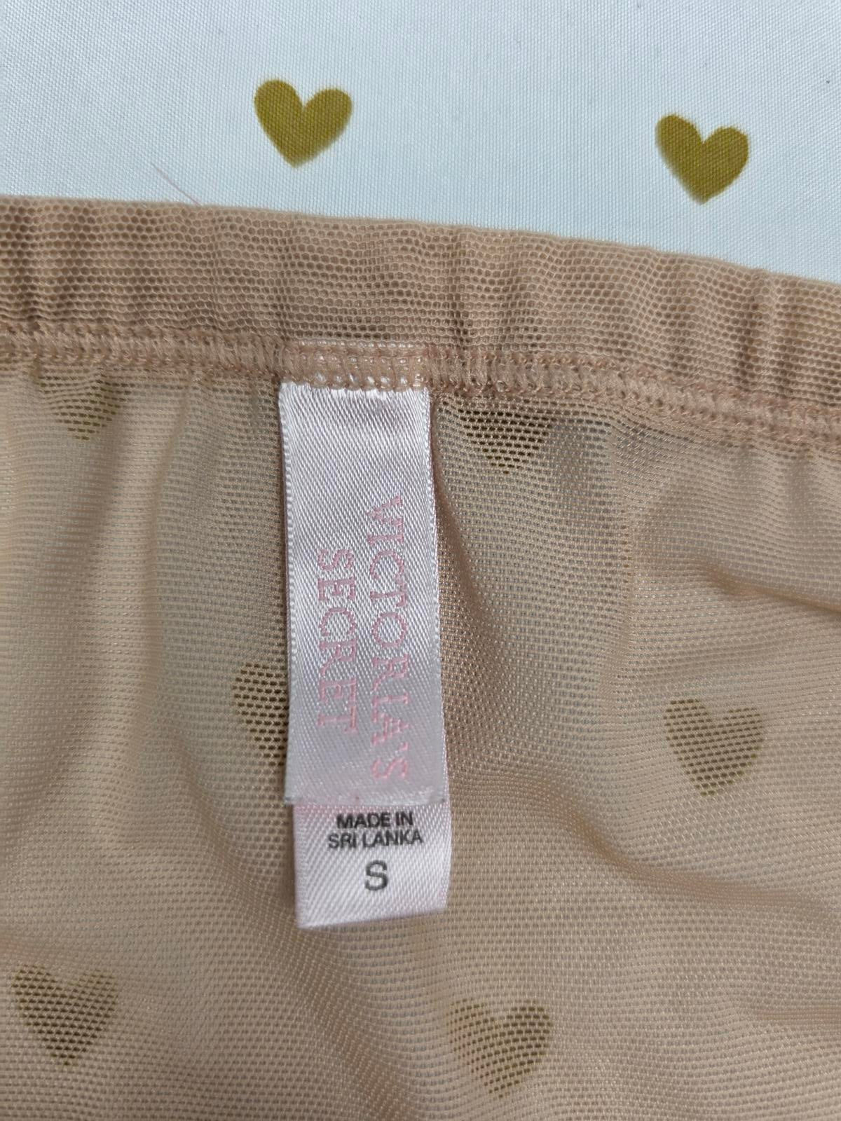 Victorias Secret VTG Beige Embroidered String Bikini Panties  Small Y2K '00