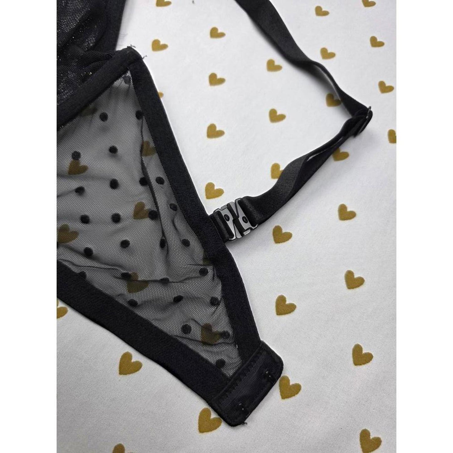 Victorias Secret Gold Shimmer Unlined Demi Balconette Bra black 36DD