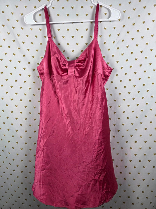 Victorias Secret ANGELS bow front pink medium slip sleep dress lingerie