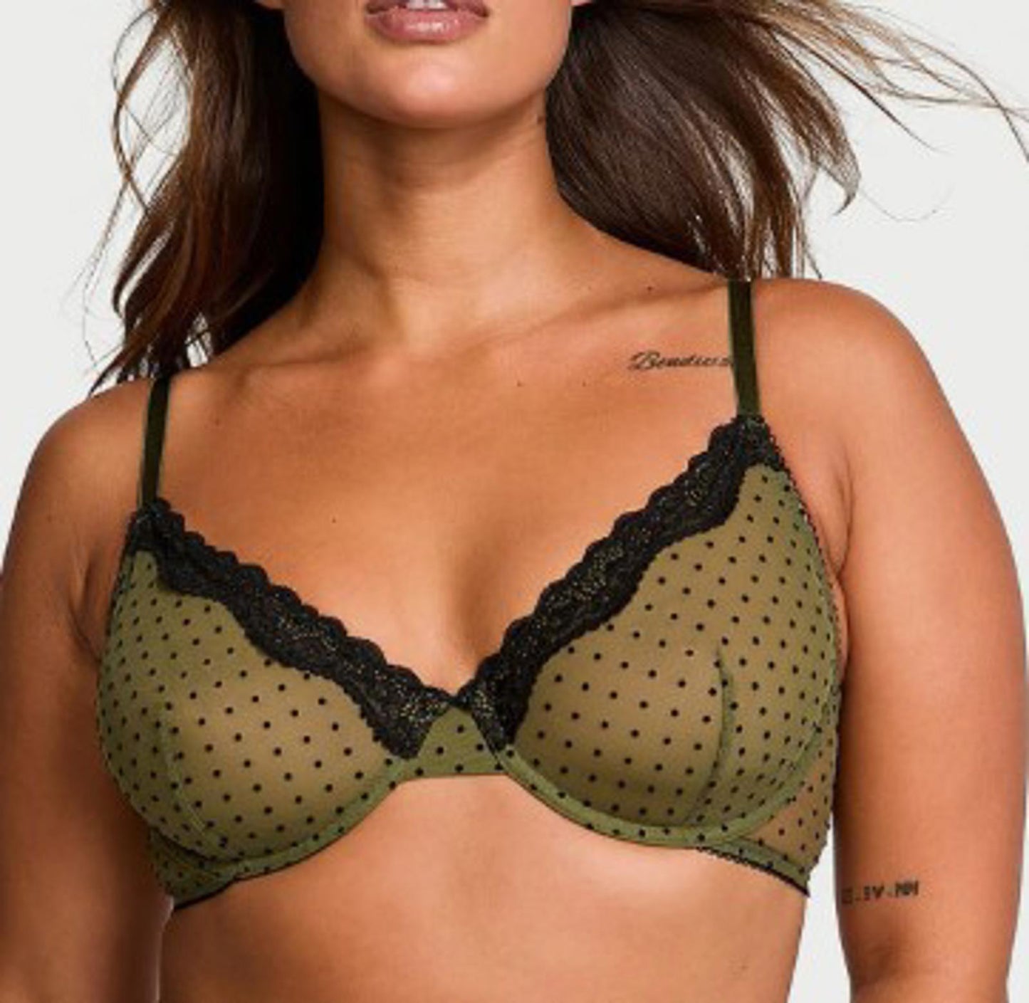 Victorias Secret Tease Unlined Demi Bra Balconette Polka Dot Green NEW NWT 36DDD