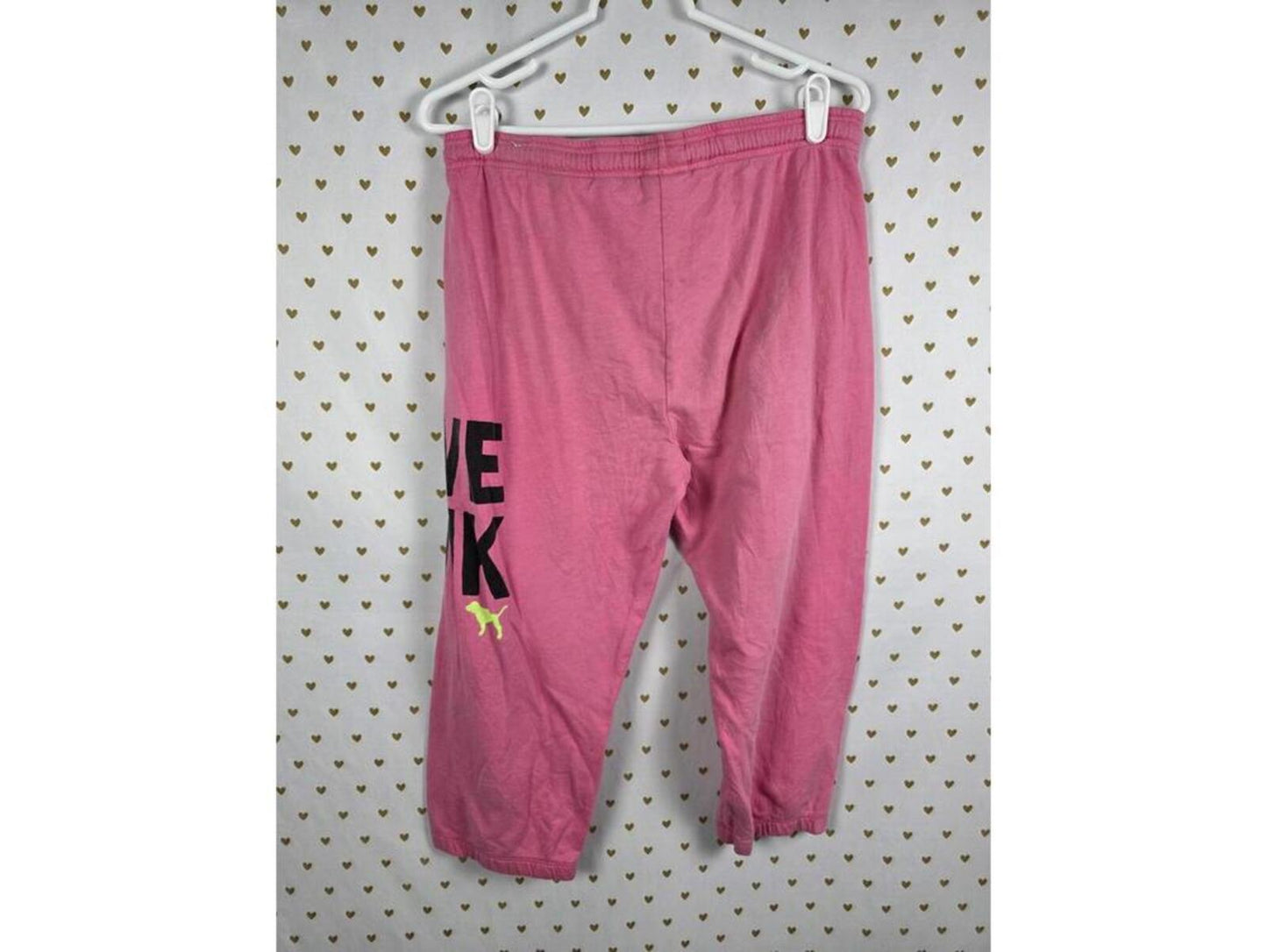 Victorias Secret PINK LOVE Vintage Y2K Capri Joggers Sweats Sweatpants SMALL