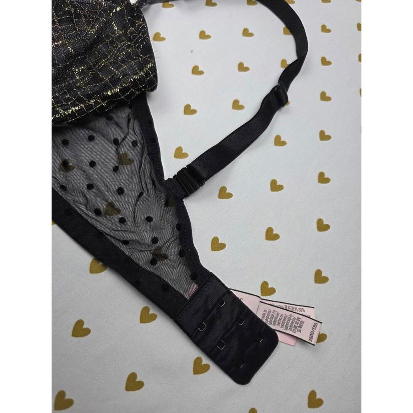 Victorias Secret Gold Shimmer Unlined Demi Balconette Bra black 36DD