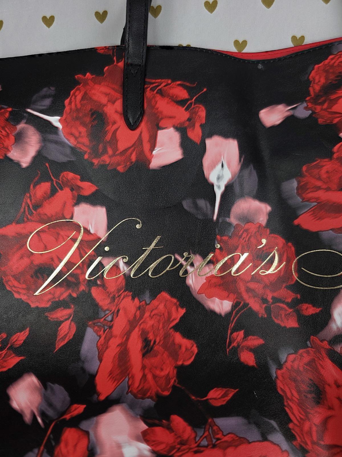 Victoria's Secret Red & Black Floral Limited Edition Tote Bag Purse Carryall