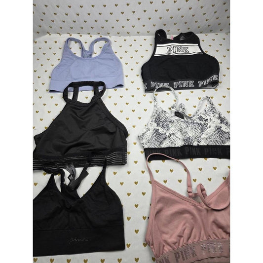 Victorias Secret Pink Lot of 6 XS Sports Bras Bralettes Bra Tops Tanks