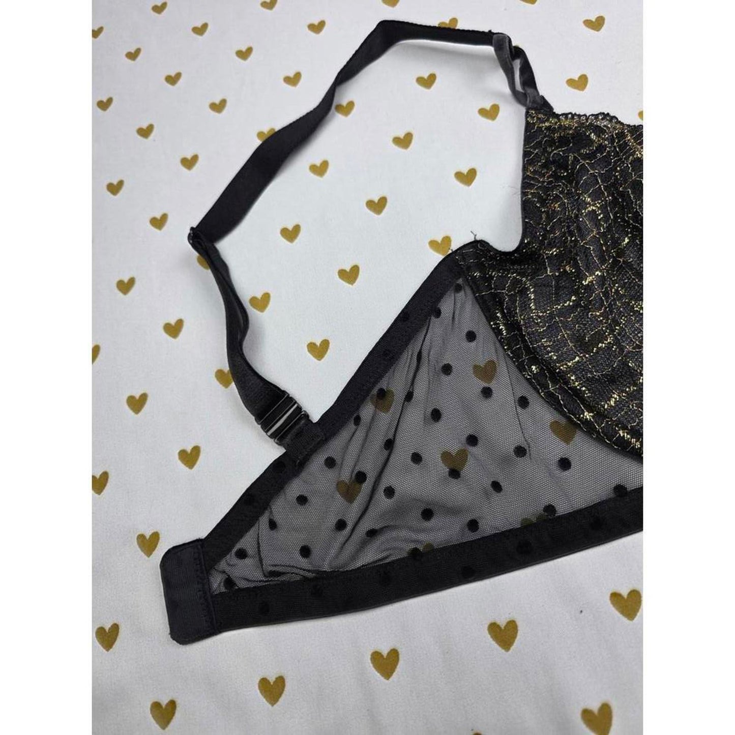 Victorias Secret Gold Shimmer Unlined Demi Balconette Bra black 36DD