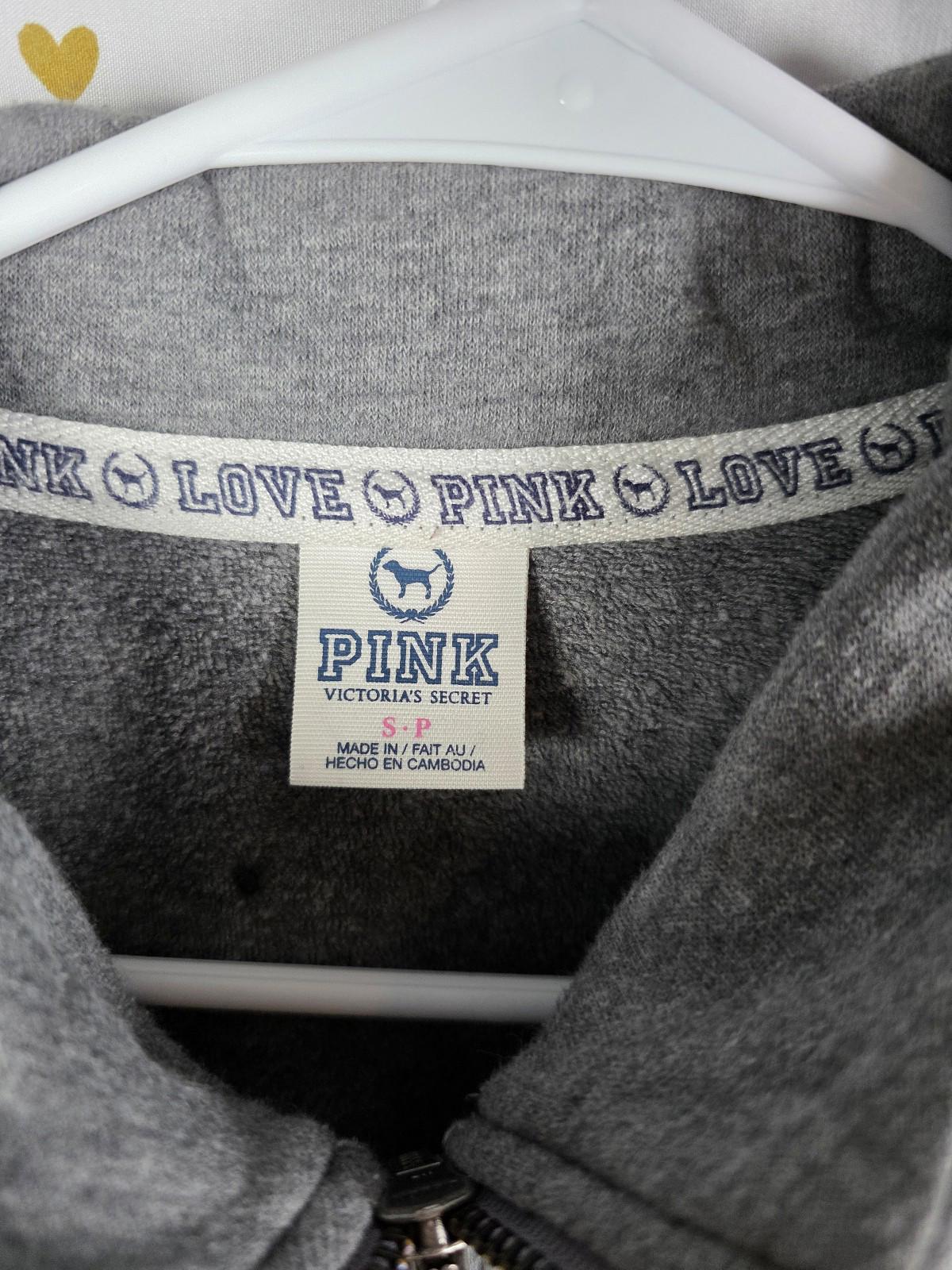 Victorias Secret Pink neon logo pullover sweater top shirt y2k quarter zip small
