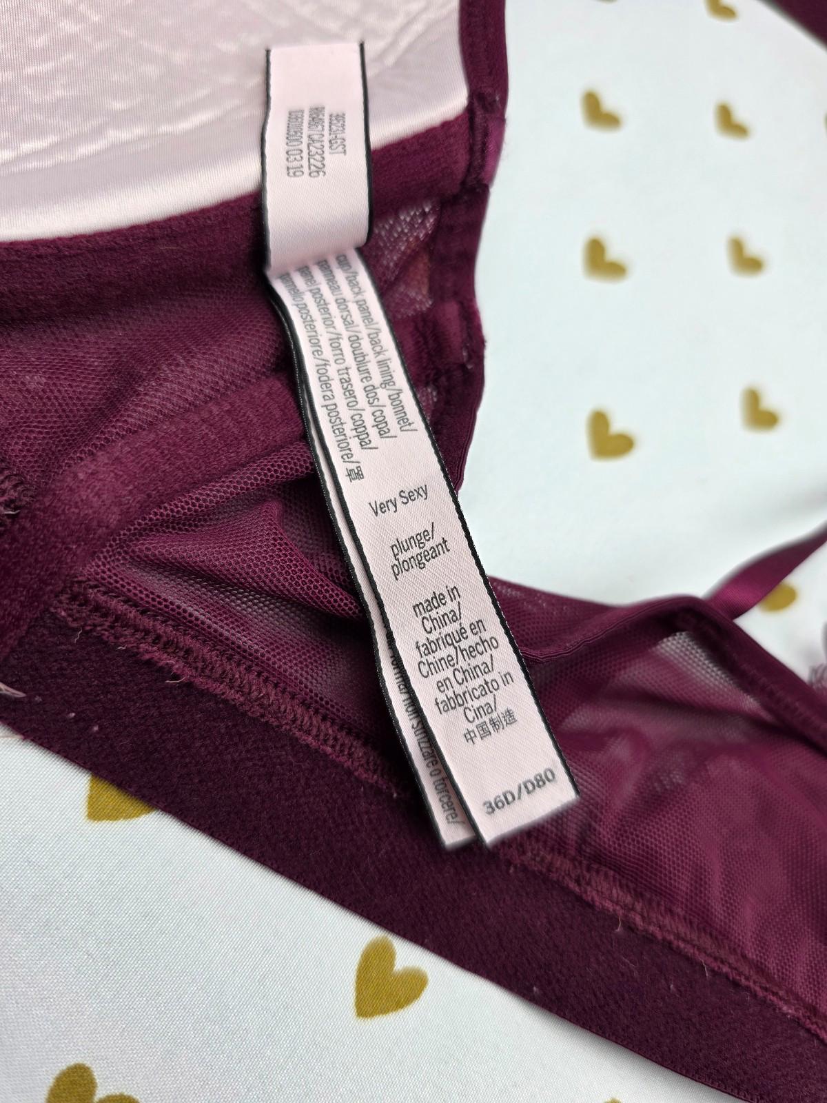 Victorias Secret maroon racerback 36d very sexy plunge bra