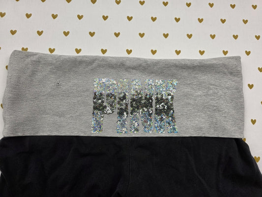Victorias Secret PINK BLING SHORTS Foldover Yoga Booty Y2k Vintage MEDIUM Sequin